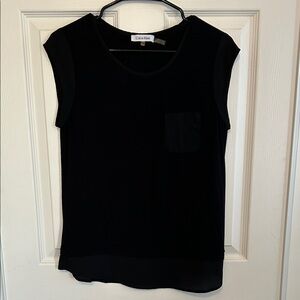CALVIN KLEIN Black Cap-Sleeve Pocket Camisole Women's Small